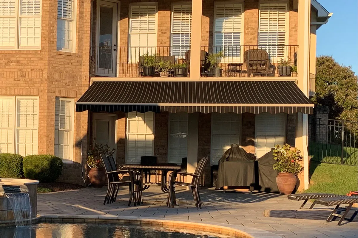 A motorized awning on a home in Marietta installed by Brawner Renovations.